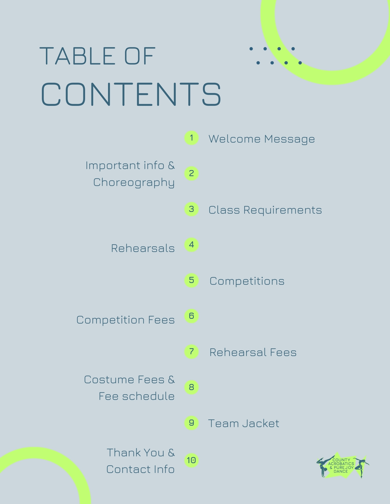 Competitive Handbook TOC