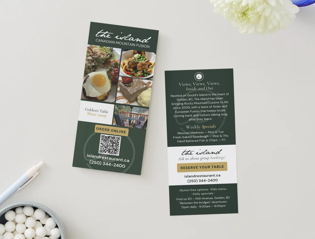 The Island Restaurant Rack Cards